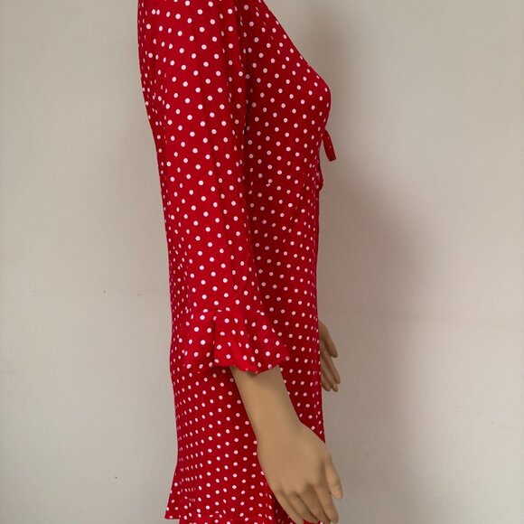 MISSGUIDED Red & White Polka Dot Dress NWT Size 12 - Picture 5 of 9